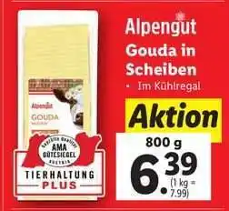 Lidl Alpengut Gouda in Scheiben Angebot