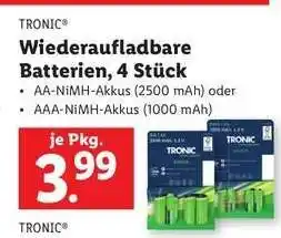 Lidl TRONIC Wiederaufladbare Batterien, 4 Stück Angebot