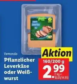 Lidl Vemondo Pflanzlicher Leverkäse oder Weißwurst Angebot