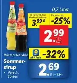 Lidl Mautner Markhof Sommersirup Angebot