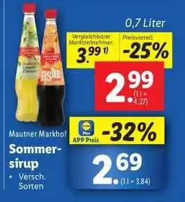 Lidl Mautner Markhof Sommersirup Angebot