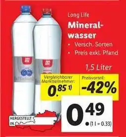 Lidl Long Life Mineralwasser Angebot