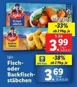 Lidl Iglo Fisch- oder Backfischstäbchen Angebot