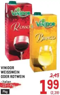 Metro Vinidor weisswein oder rotwein Angebot