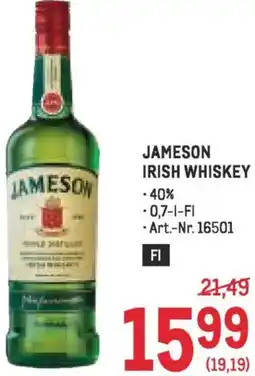 Metro Jameson irish whiskey Angebot