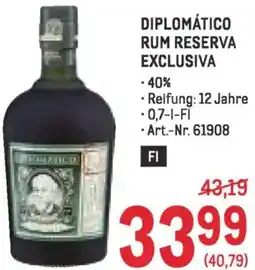 Metro Diplomático rum reserva exclusiva Angebot