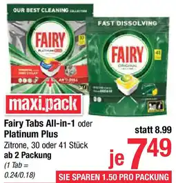 Maximarkt Fairy Tabs All-in-1 oder Platinum Plus Angebot