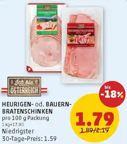 PENNY Heurigen od. bauern bratenschinken Angebot
