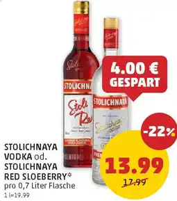 PENNY Stolichnaya vodka od. stolichnaya red sloeberry Angebot