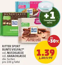 PENNY Ritter sport bunte vielfalt od. nussklasse od. kakaoklasse Angebot