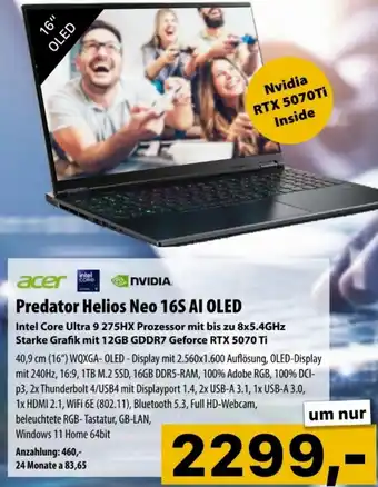 Cosmos acer Predator Helios Neo 16S AI OLED Angebot