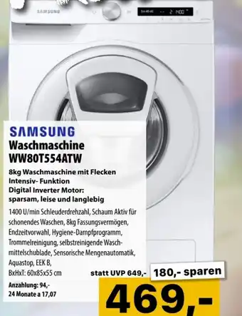 Cosmos SAMSUNG Waschmaschine WW80T554ATW Angebot