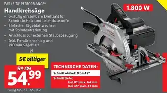 Lidl PARKSIDE PERFORMANCE Handkreissäge Angebot