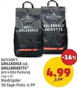 PENNY Butcher's grillkohle od. grillbriketts Angebot