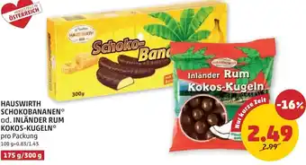 PENNY Hauswirth schokobananen* od. inländer rum kokos-kugeln Angebot