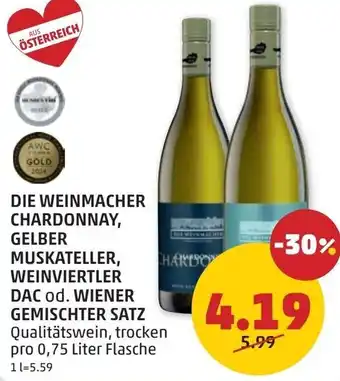 PENNY Die weinmacher chardonnay, gelber muskateller, weinviertler dac od. wiener gemischter satz Angebot
