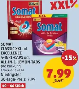 PENNY Somat classic xxl od. excellence 4-in-1-caps od. all-in-1-lemon-tabs Angebot