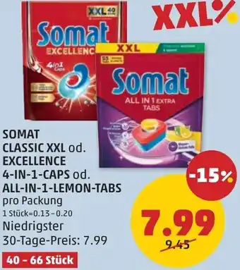 PENNY Somat classic xxl od. excellence 4-in-1-caps od. all-in-1-lemon-tabs Angebot