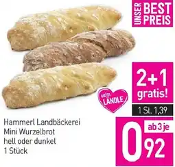 Sutterlüty Hammerl Landbäckerei Mini Wurzelbrot hell oder dunkel Angebot