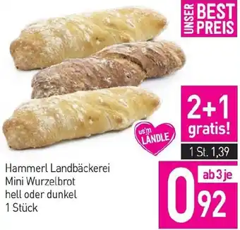 Sutterlüty Hammerl Landbäckerei Mini Wurzelbrot hell oder dunkel Angebot