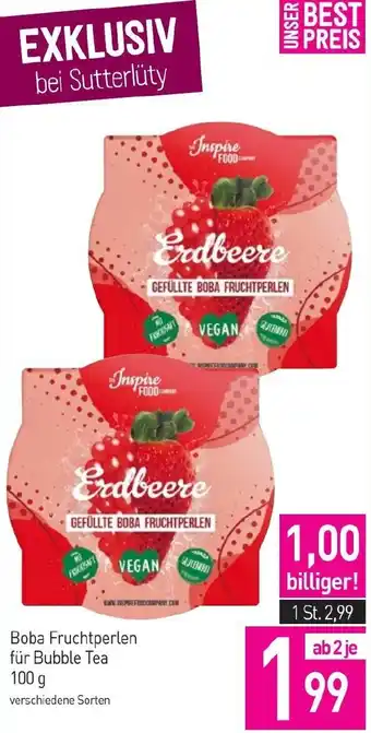Sutterlüty Boba Fruchtperlen für Bubble Tea Angebot
