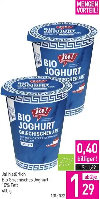 Sutterlüty Ja! Natürlich Bio Griechisches Joghurt Angebot