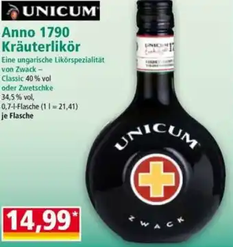 Norma UNICUM Anno 1790 Kräuterlikör Angebot