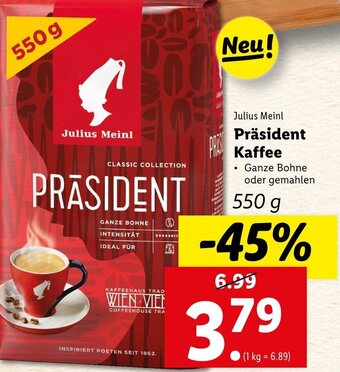 Lidl Präsident Kaffee 550 g Angebot