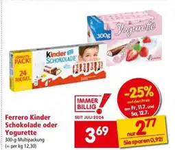 Interspar Ferrero Kinder Schokolade oder Yogurette Angebot