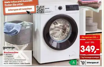 Interspar Gorenje Waschmaschine Angebot