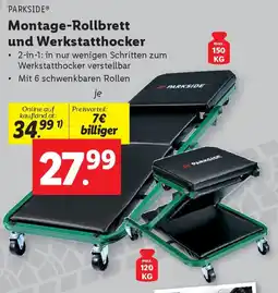 Lidl Parkside Montage Rollbrett und Werkstatthocker Angebot