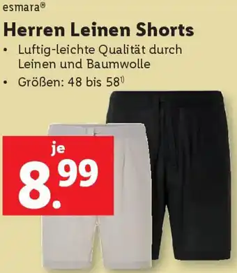 Lidl Herren Leinen Shorts Angebot
