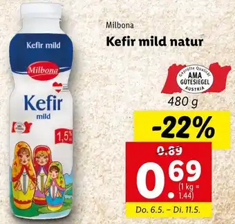 Lidl Milbona Kefir Mild Natur 480 g Angebot