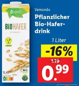 Lidl Vemondo Pflanzlicher Bio Haferdrink Angebot
