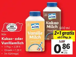 Lidl Nöm Kakao- oder Vanillemilch Angebot