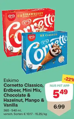 MPreis Eskimo Cornetto Classico, Erdbeer, Mini Mix, Chocolate & Hazelnut, Mango & Vanilla Angebot