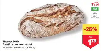 MPreis Therese Mölk Bio Krustenbrot dunkel Angebot