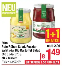 Maximarkt Efko Rote Rüben Salat, Pusztasalat oder Bio Kartoffel Salat Angebot