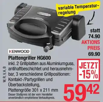 Maximarkt Kenwood Plattengriller HG600 Angebot