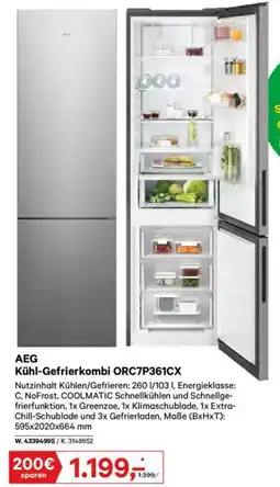 Lagerhaus AEG Kühl Gefrierkombi ORC7P361CX Angebot
