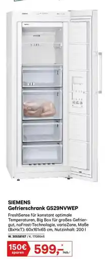 Lagerhaus Siemens gefrierschrank gs29nvwep Angebot