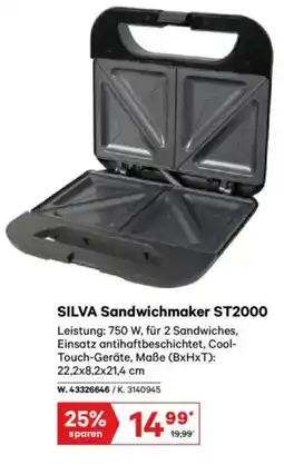 Lagerhaus SILVA Sandwichmaker ST2000 Angebot