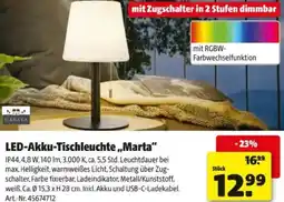 Hagebau LED Akku Tischleuchte Marta Angebot