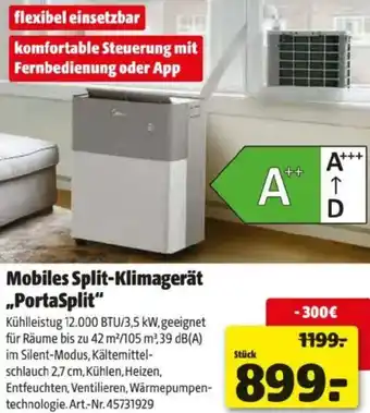 Hagebau Mobiles Split Klimagerät PortaSplit Angebot