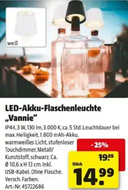 Hagebau LED Akku Flaschenleuchte Vannie Angebot