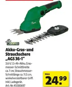 Hagebau Mr. Gardener Akku Gras und Strauchschere AGS 36 1 Angebot