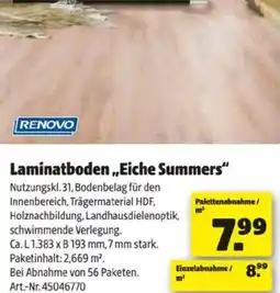 Hagebau Renovo Laminatboden Eiche Summers Angebot