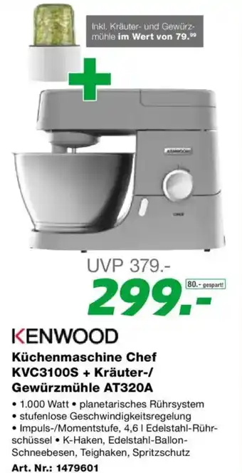 EP Kenwood Küchenmaschine Chef KVC3100S Kräuter Gewürzmühle Angebot