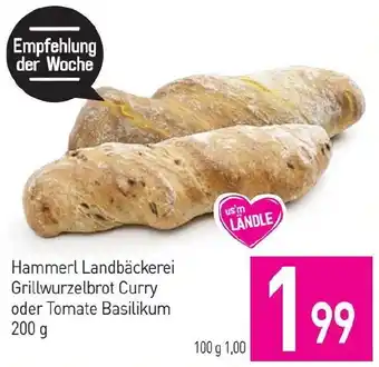 Sutterlüty Hammerl Landbäckerei Grillwurzelbrot Curry oder Tomate Basilikum Angebot