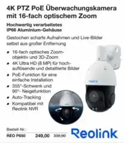 Reichelt 4K PTZ PoE Überwachungskamera mit 16-fach optischem Zoom Angebot